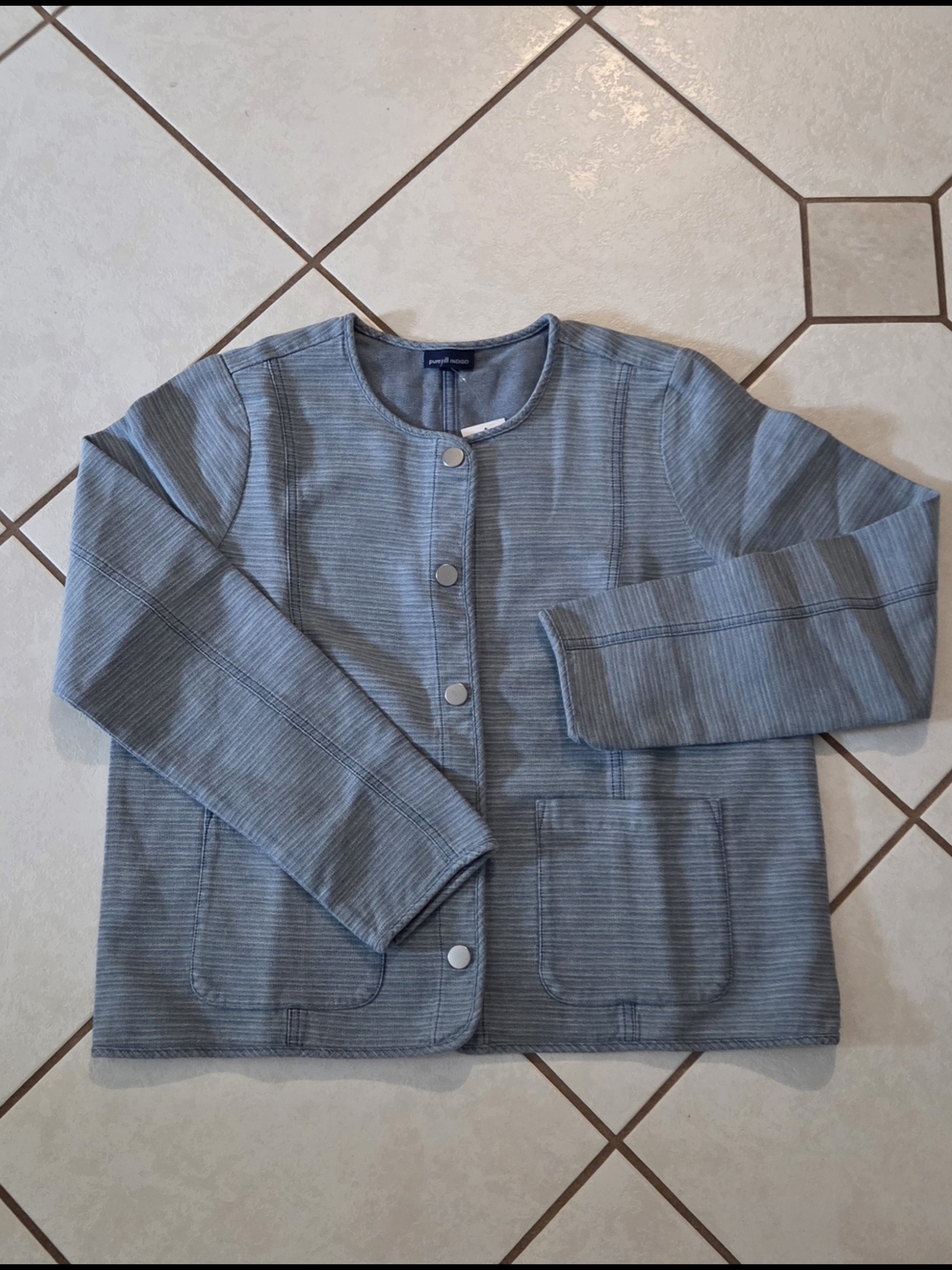 NWT PureJill Indigo Snap-Front Jacket In Small